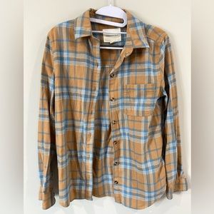 Aeropostale Blue & Orange Plaid Flannel